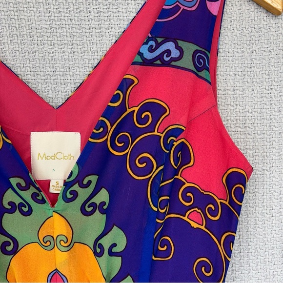 Modcloth Boho Indigo Muster the Length Maxi Dress Multicolor V-Neck S Festival - Picture 8 of 13